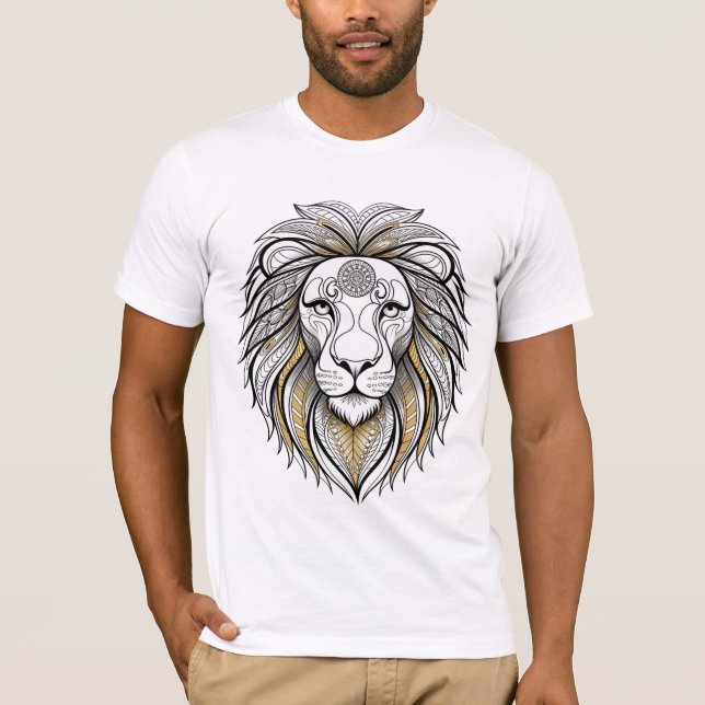 Camiseta de león geométrica | Camiseta Mandala Lio (Anverso)