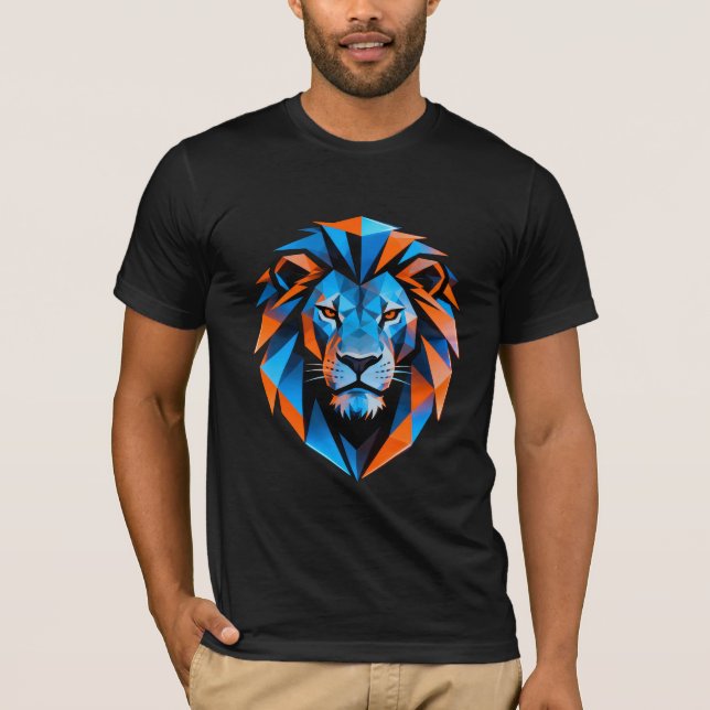 Camiseta de león geométrico 3D futurista (Anverso)
