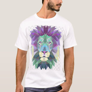 Camiseta de león geométrico colorido – Polígono ab