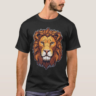Camiseta de león geométrico futurista con holograf