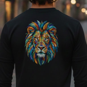 Camiseta de león mosaico colorido – Rey de la fuer