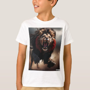Camiseta de león negro y rojo
