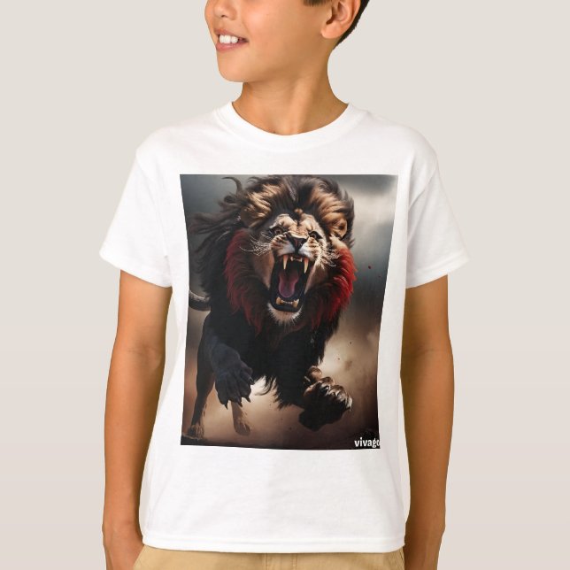 Camiseta de león negro y rojo (Anverso)