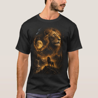 Camiseta de león rugiendo a la luna luna llena leó