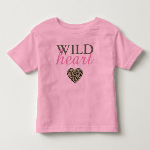 Camiseta de leopardo del corazón silvestre y niños