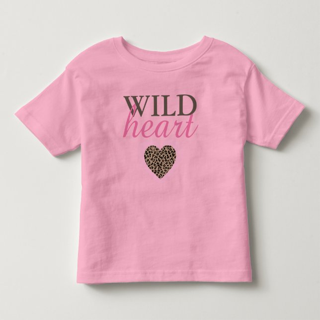 Camiseta de leopardo del corazón silvestre y niños (Anverso)