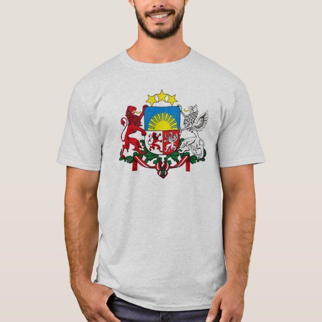 Camiseta de Letonia con escudo de armas (Anverso)