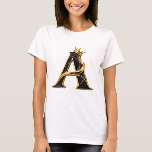 Camiseta de letra A de lujo   Inicial de corona de