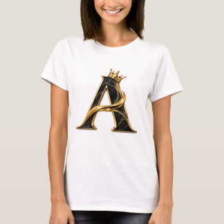 Camiseta de letra A de lujo | Inicial de corona de
