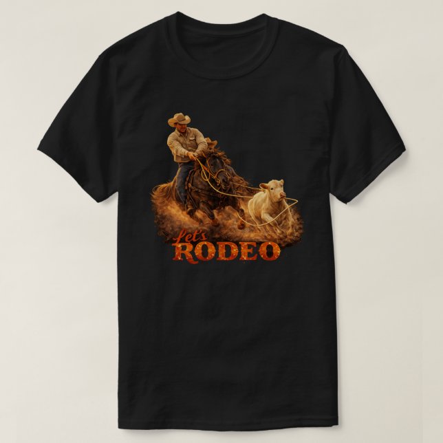 Camiseta de "Let's Rodeo" para lazador de terneros (Diseño del anverso)