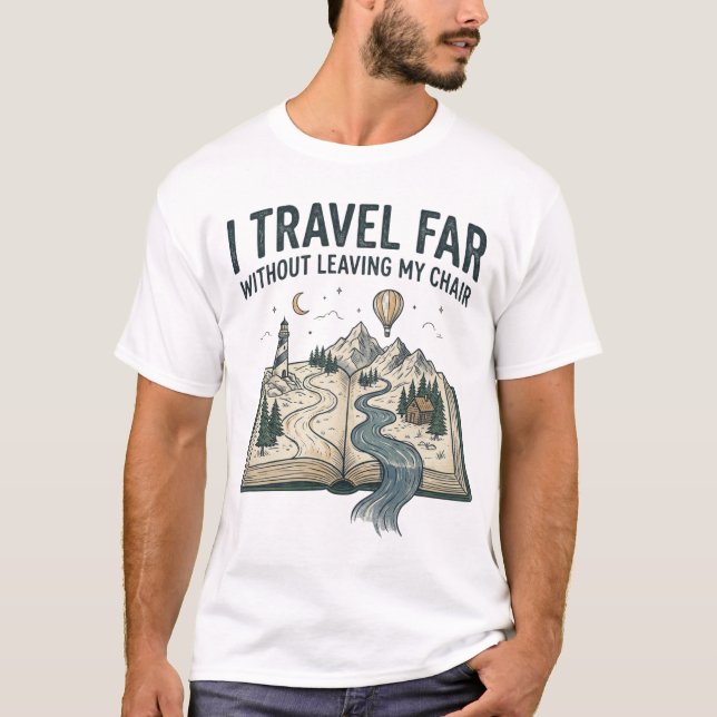 Camiseta de libro Viajo Lejos Sin Dejar Mi Silla (Anverso)