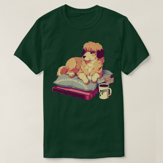 Camiseta de Libros, Café, Perros Y Justicia Social (Diseño del anverso)