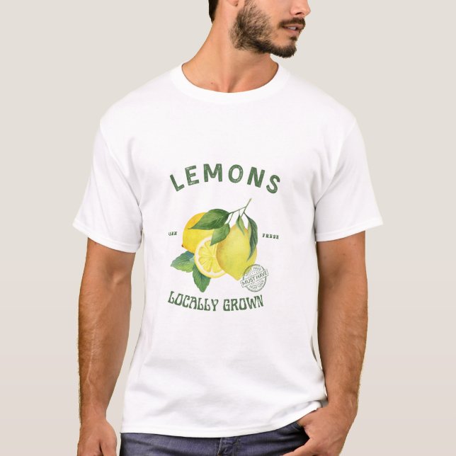 Camiseta de limón con acuarela rústica – Cítricos  (Anverso)