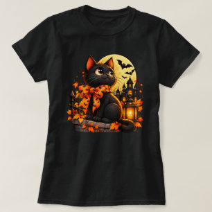 Camiseta de linterna lunar de gato negro de Hallow