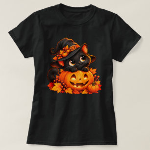 Camiseta de linterna lunar de gato negro de Hallow
