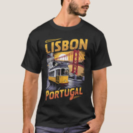 Camiseta de Lisboa con tranvía icónico y un famoso