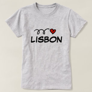 Camiseta de Lisboa de corazón lindo para mujeres