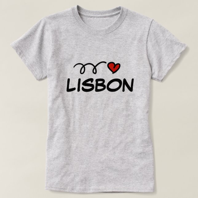 Camiseta de Lisboa de corazón lindo para mujeres (Diseño del anverso)