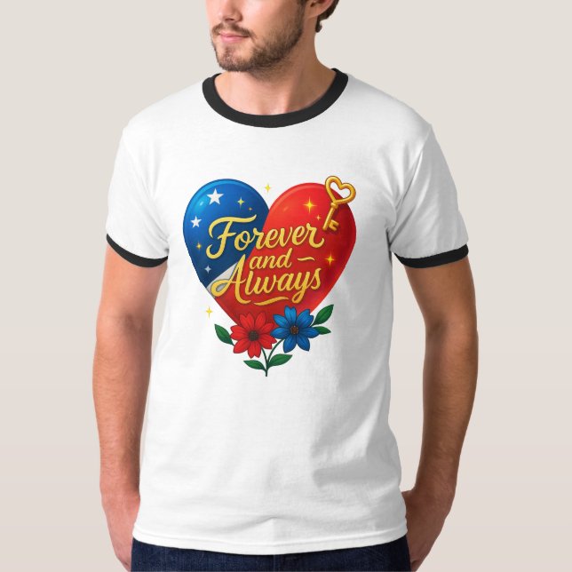 Camiseta de llave de corazón para siempre | FreeFi (Anverso)