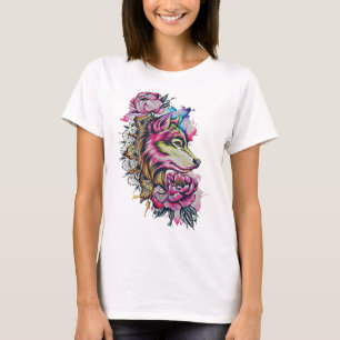 Camiseta de lobo colorida