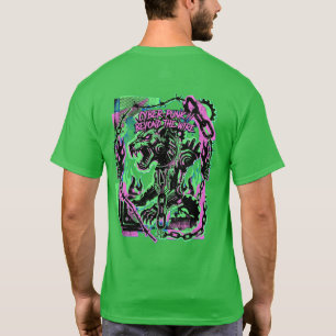 Camiseta de lobo cyberpunk con neón y estética gru