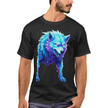 Camiseta de lobo de dibujos animados eléctricos