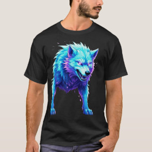 Camiseta de lobo de dibujos animados eléctricos