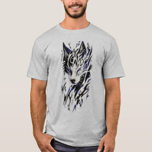 Camiseta de lobo de llama tribal - energía monocro