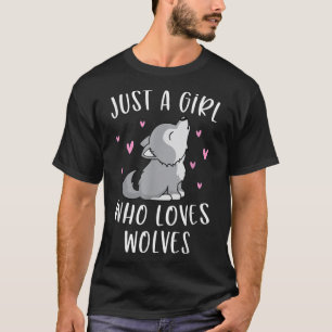 Camiseta de lobo linda para niñas solo una niña qu