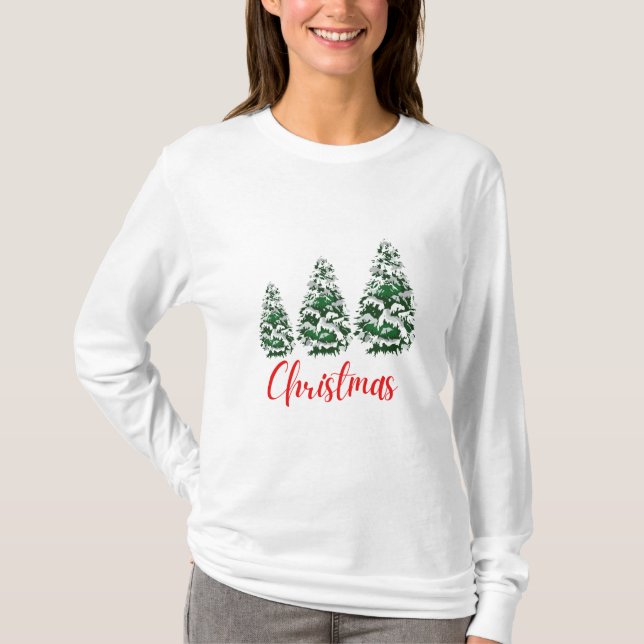 Camiseta de los árboles de Navidad nevados (Anverso)