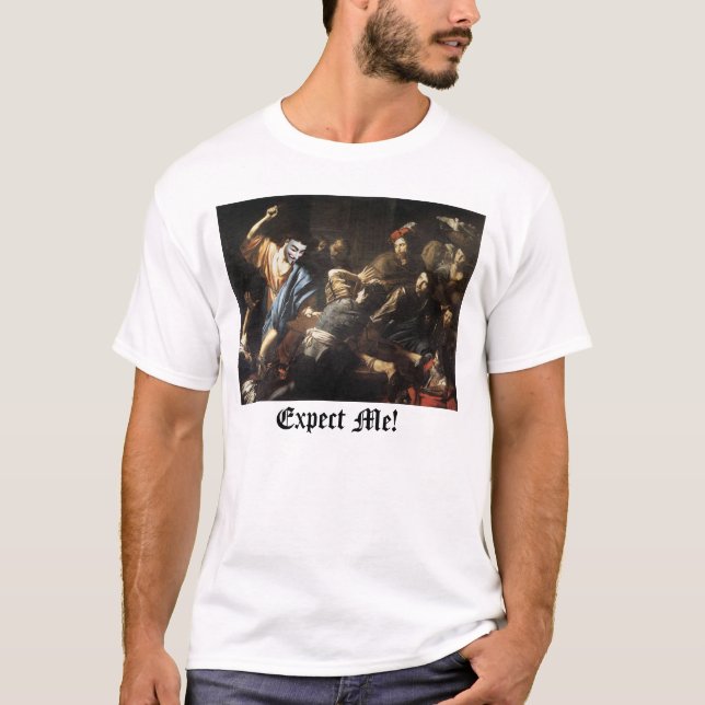Camiseta de los cambiadores de Jesús y de dinero (Anverso)