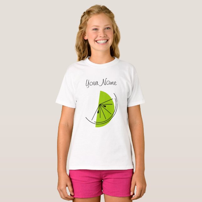 Camiseta de los chicas Citrus Lime Name (Anverso completo)