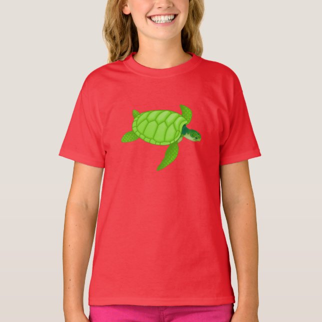 Camiseta de los chicas de la tortuga de mar verde (Anverso)
