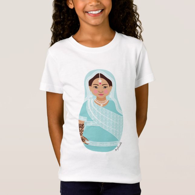 Camiseta de los Chicas indios (Aqua) Matryoshka (Anverso)