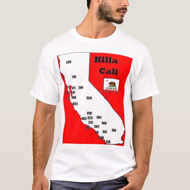 Camiseta de los códigos de área de California (Anverso)