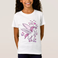 Camiseta de los corazones de Pegaso del unicornio