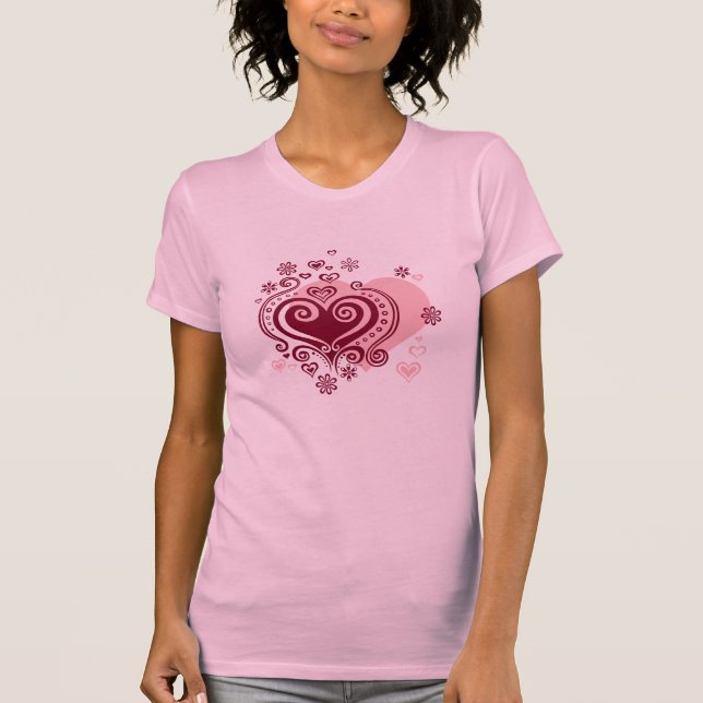 CAMISETA de los corazones del AMOR de Swirly (Anverso)