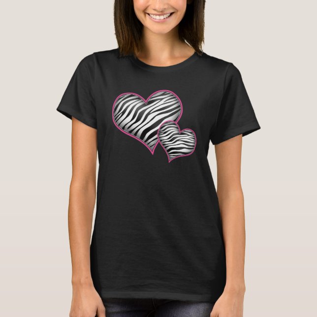 Camiseta de los corazones del estampado de zebra (Anverso)