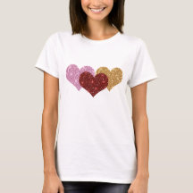 Camiseta de los corazones del purpurina