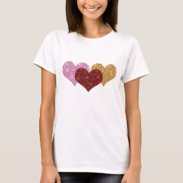 Camiseta de los corazones del purpurina
