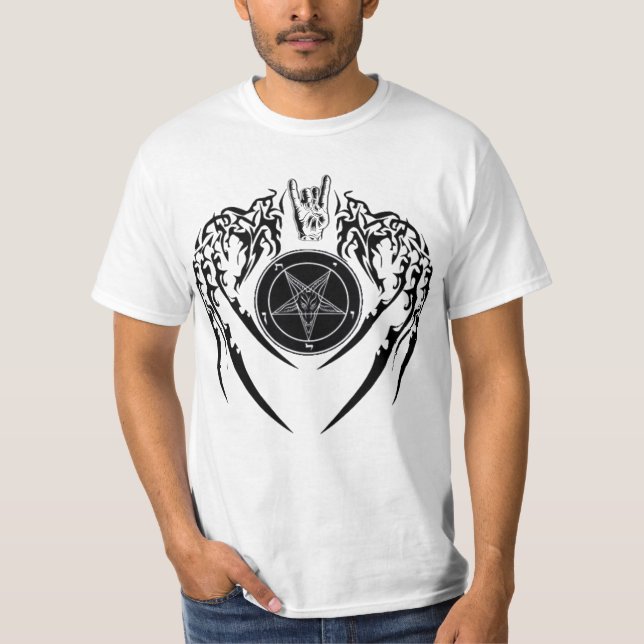 Camiseta de los cuernos y de las alas de Satan (Anverso)