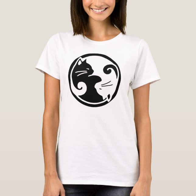 Camiseta de los gatos de Yin Yang de las mujeres (Anverso)