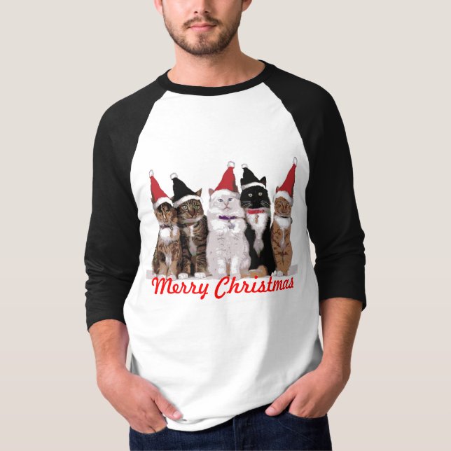 Camiseta de los gatos del navidad - manga larga - (Anverso)