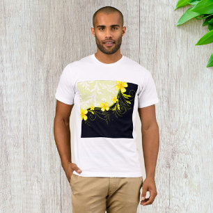 Camiseta de los hombres de fondo floral amarillo