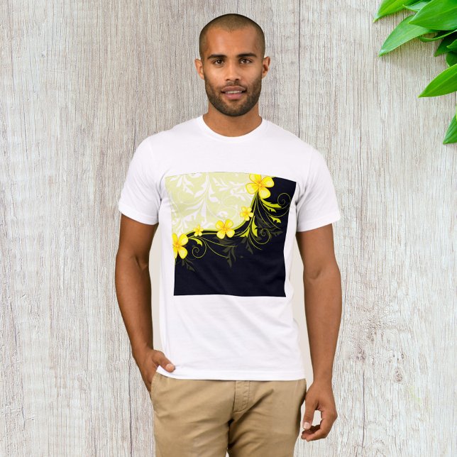 Camiseta de los hombres de fondo floral amarillo (Subido por el creador)