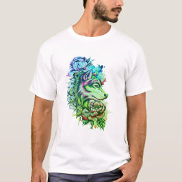 camiseta de los hombres de lobo colorido
