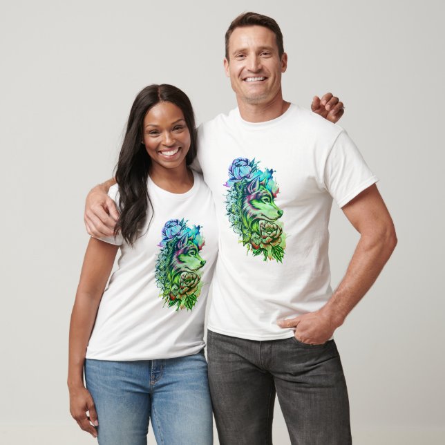camiseta de los hombres de lobo colorido  (Unisexo)