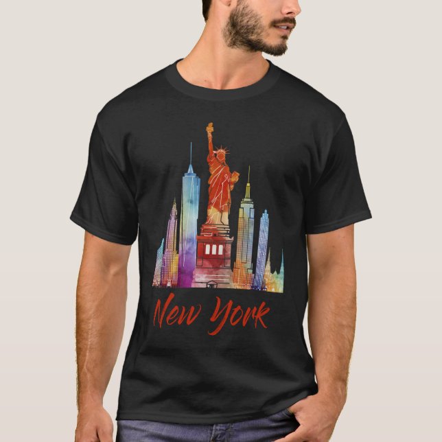 Camiseta de los hombres de Nueva York - negro (Anverso)