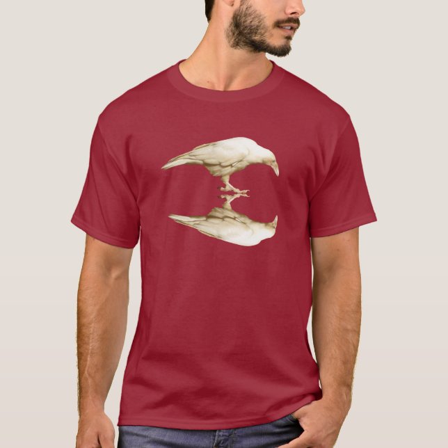 Camiseta de los hombres de Raven blanco poco común (Anverso)
