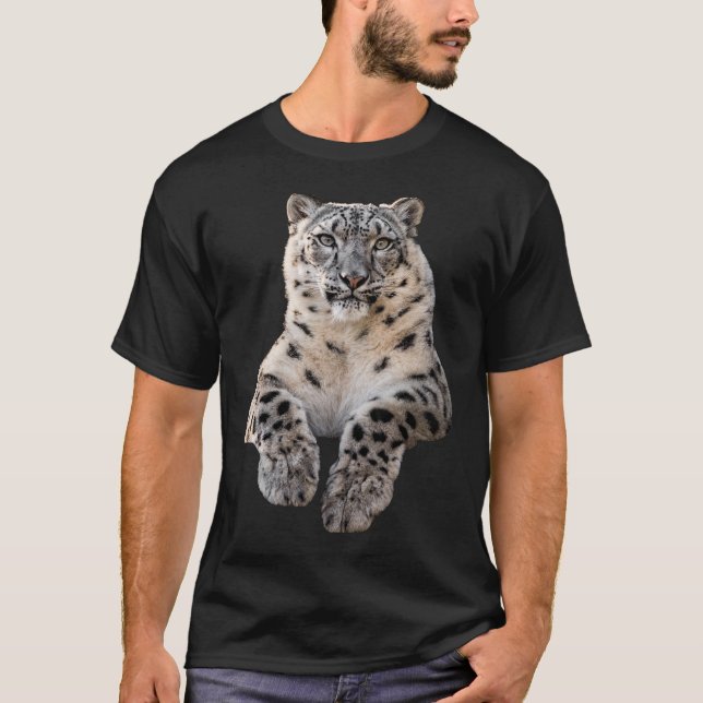 Camiseta de los hombres del leopardo de las nieves (Anverso)